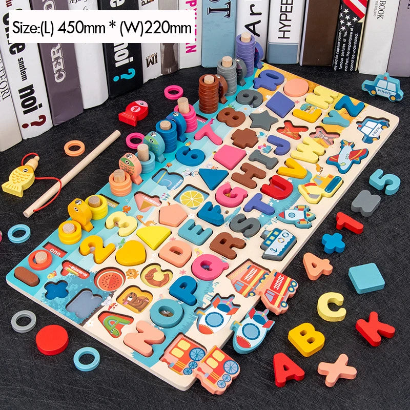 Kids Montessori Math Number Blocks Toy For Toddlers - Educational Wooden Puzzle