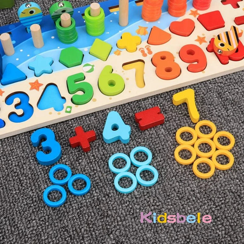 Kids Montessori Math Number Blocks Toy For Toddlers - Educational Wooden Puzzle