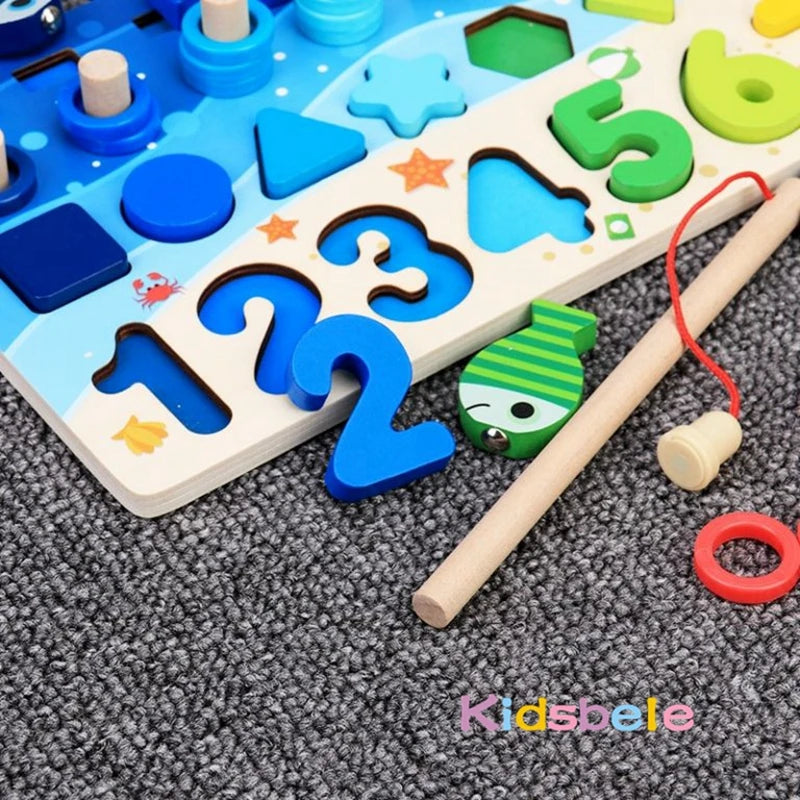 Kids Montessori Math Number Blocks Toy For Toddlers - Educational Wooden Puzzle