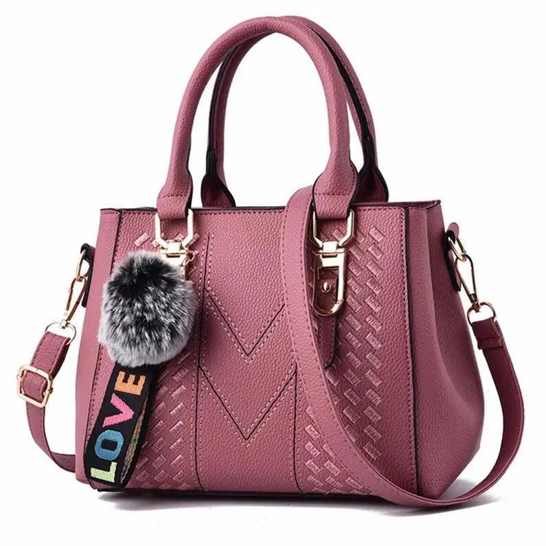 Embroidered Leather Shoulder Bag – Stylish Messenger Tote