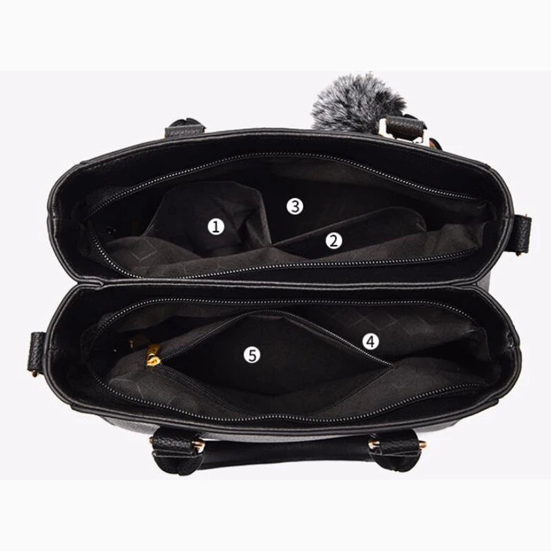 Embroidered Leather Shoulder Bag – Stylish Messenger Tote