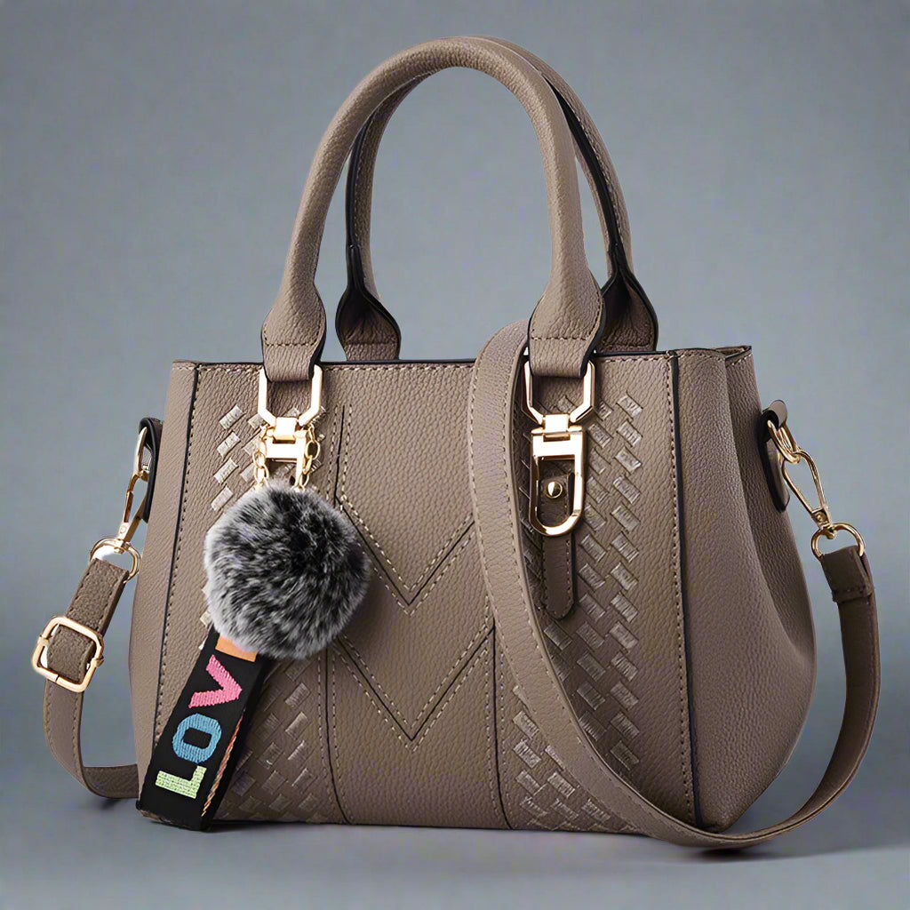 Embroidered Leather Shoulder Bag – Stylish Messenger Tote