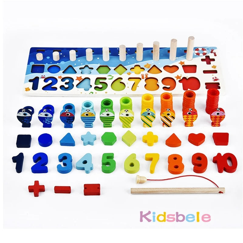 Kids Montessori Math Number Blocks Toy For Toddlers - Educational Wooden Puzzle