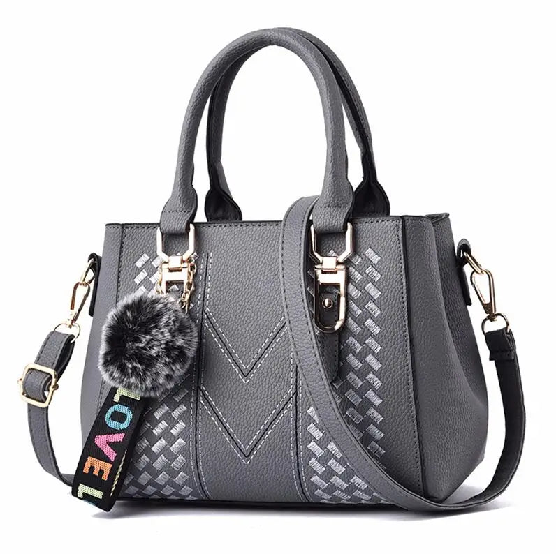 Embroidered Leather Shoulder Bag – Stylish Messenger Tote