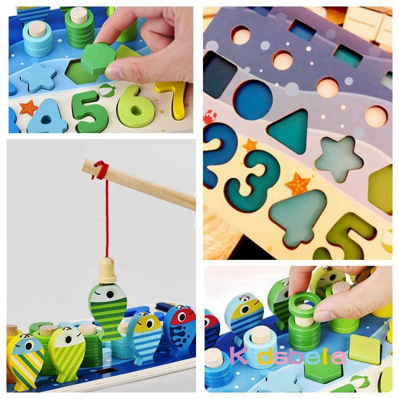 Kids Montessori Math Number Blocks Toy For Toddlers - Educational Wooden Puzzle