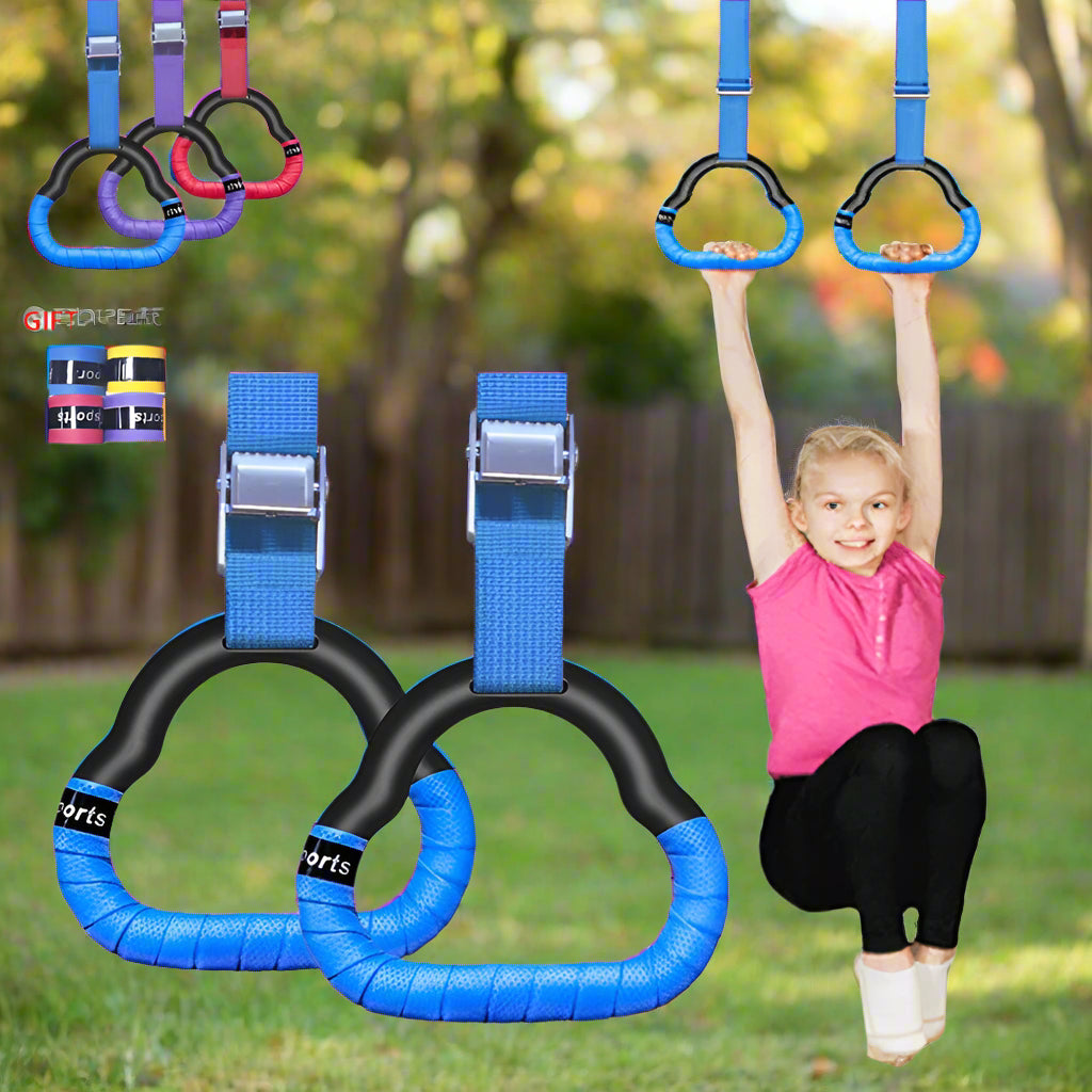 Gymnastics Rings Kid Sport Toy Non-Slip Gym With Swing Adjustable Straps