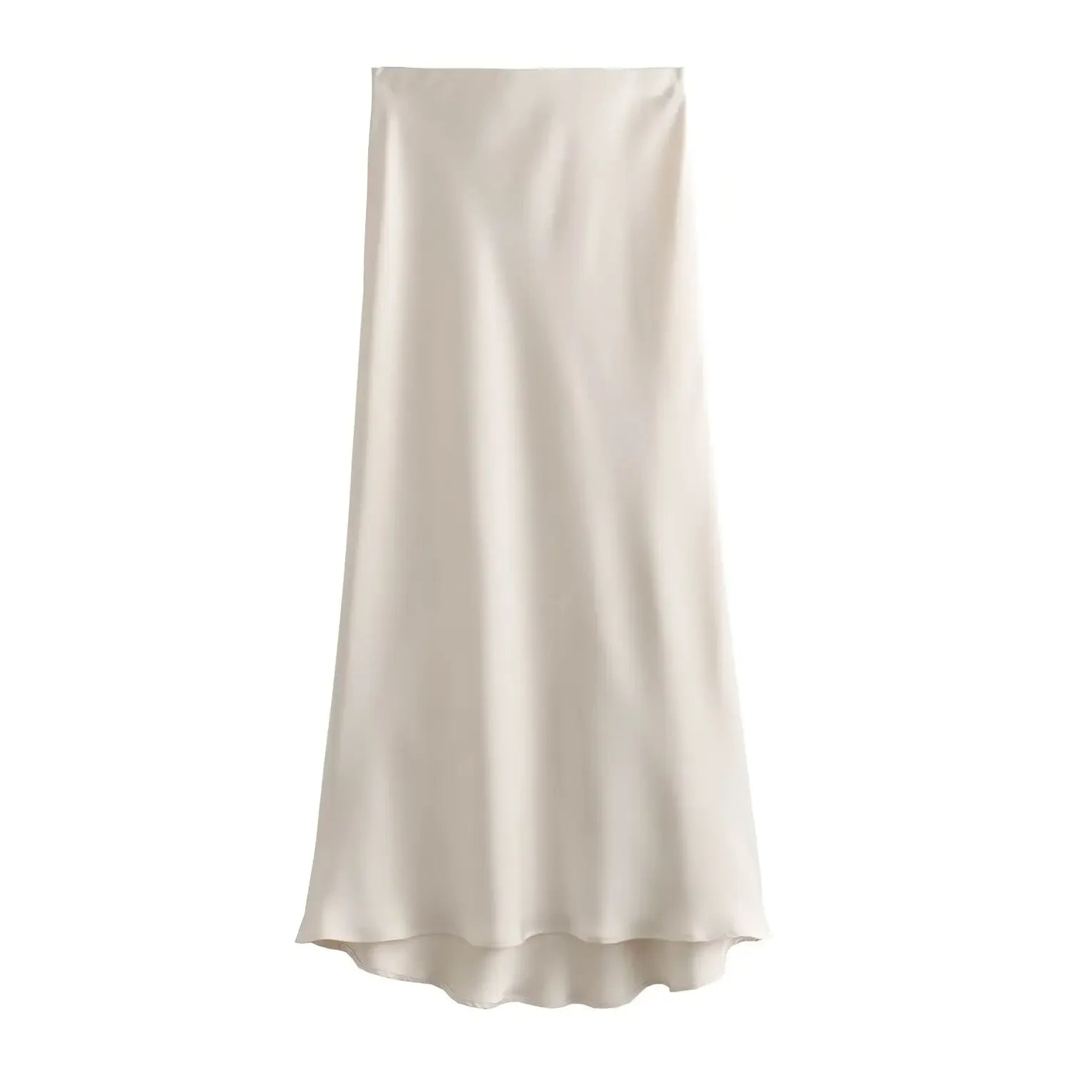 High-Waist Satin Midi Skirt – Elegant Long Skirt