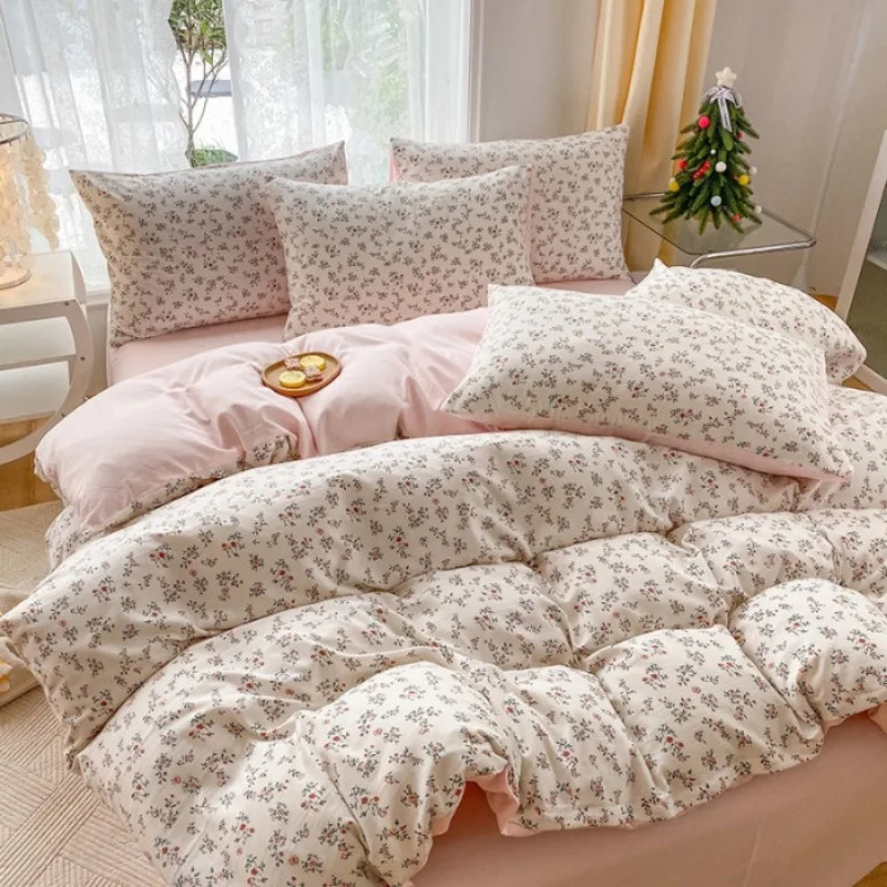New 3-Piece Floral Print Bedding Set – Duvet Cover + 2 Pillowcases (No Padding)