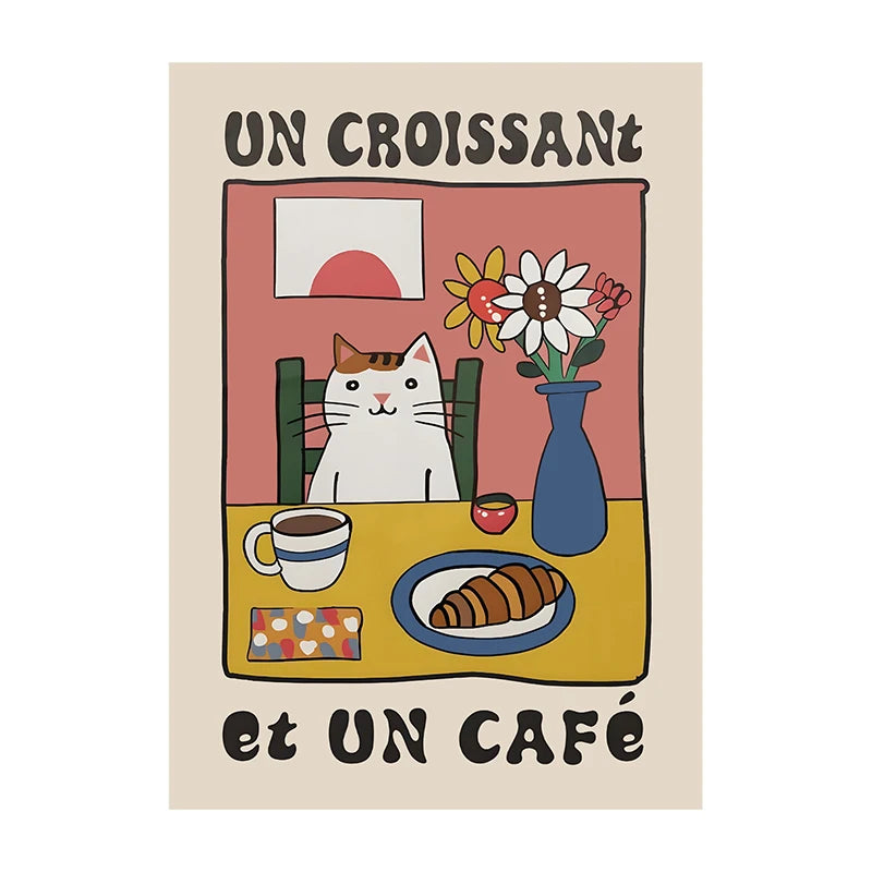 Retro Kitchen Canvas Poster – Cat Chef Art Print, Wall Decor for Kitchen, Bedroom, and Home, Perfect Gift Idea