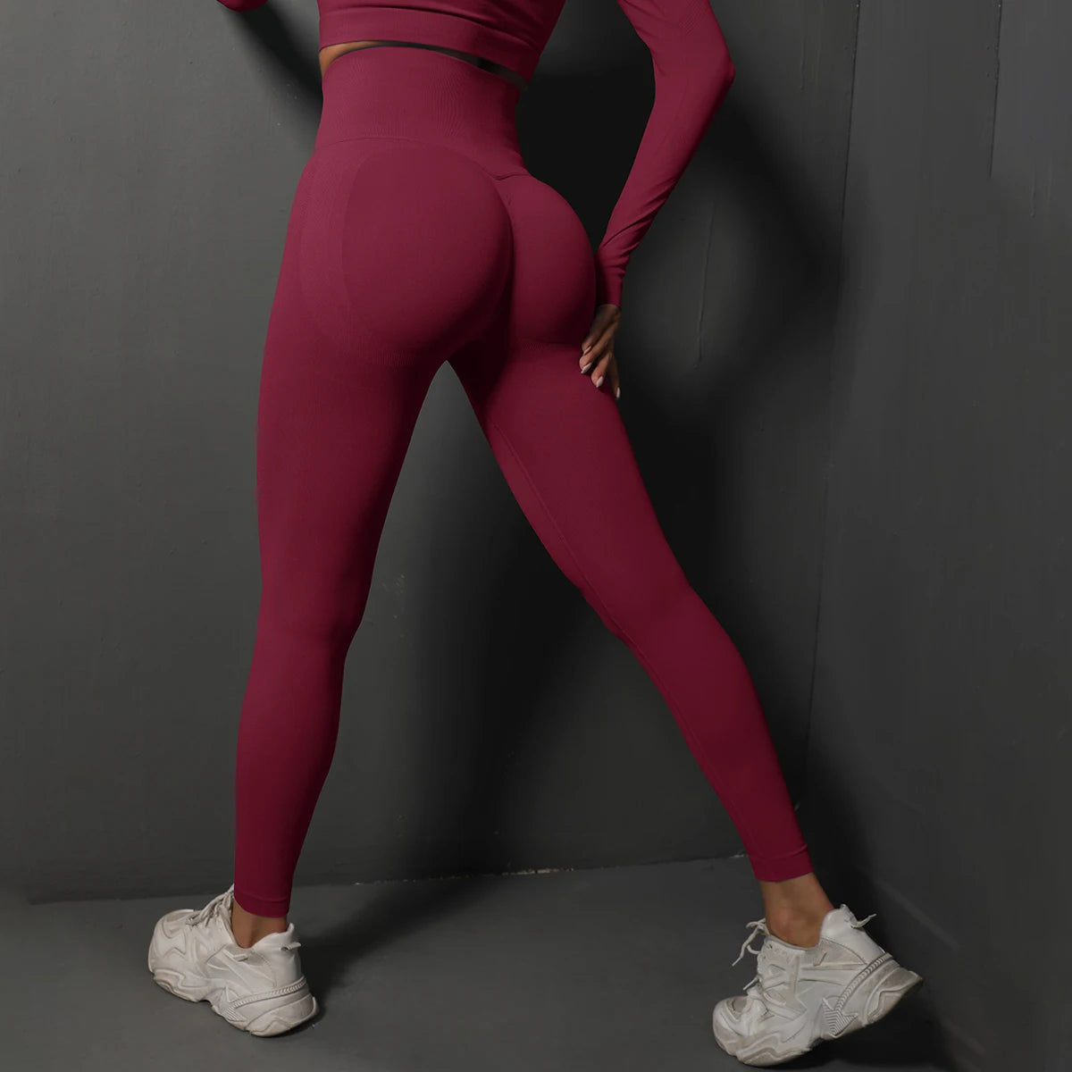 Women’s High Waist Seamless Yoga Leggings – Hip Lifting Fitness Gym Pants, Bubble Butt Workout & Running Tights