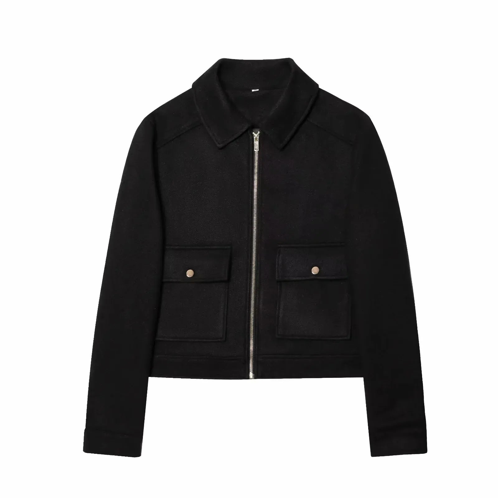 Women’s Zipper Jacket – New Winter Long Sleeve Coat with Pockets, Short Street Elegant Outerwear