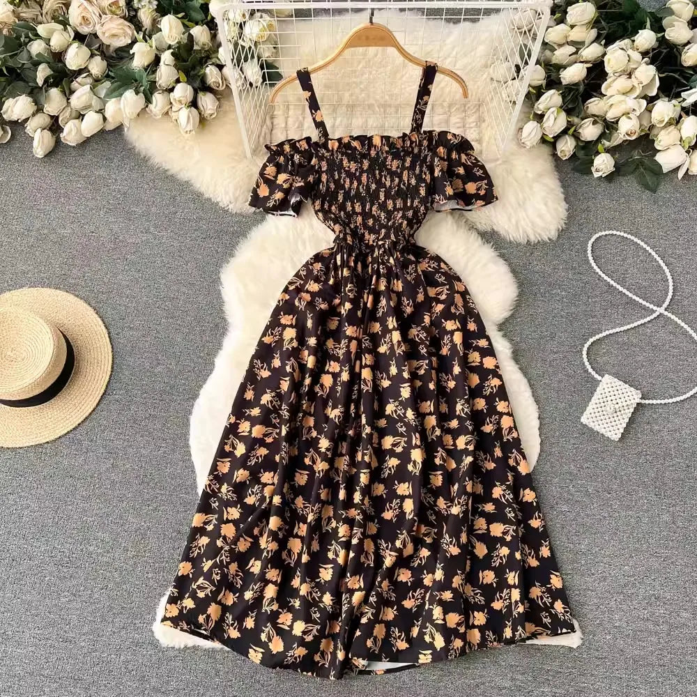 Romantic Floral Print Long Dress
