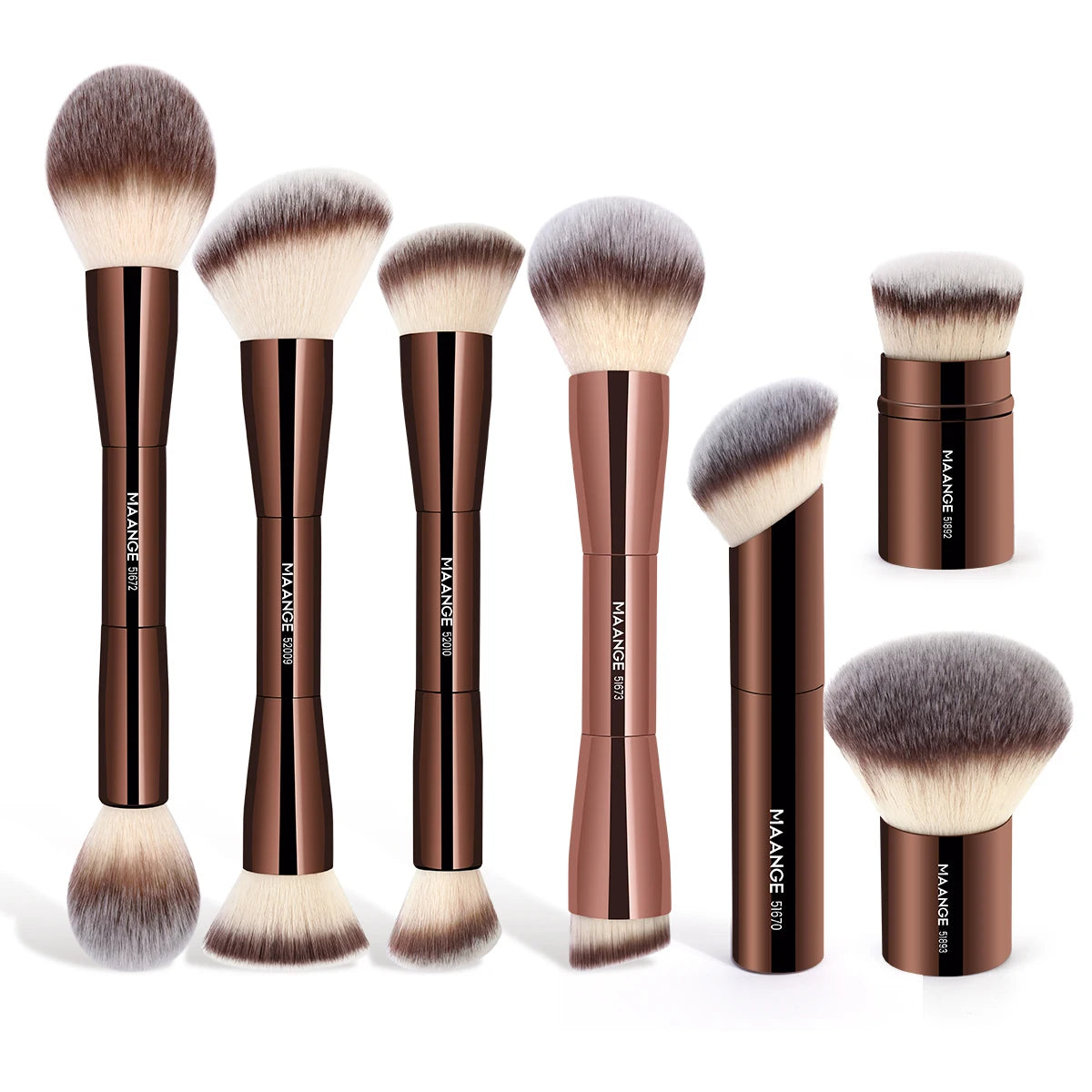 Double-Headed Makeup Brush with Soft Fiber Bristles – Foundation, Powder, Concealer, Blusher & Bronzer Brush