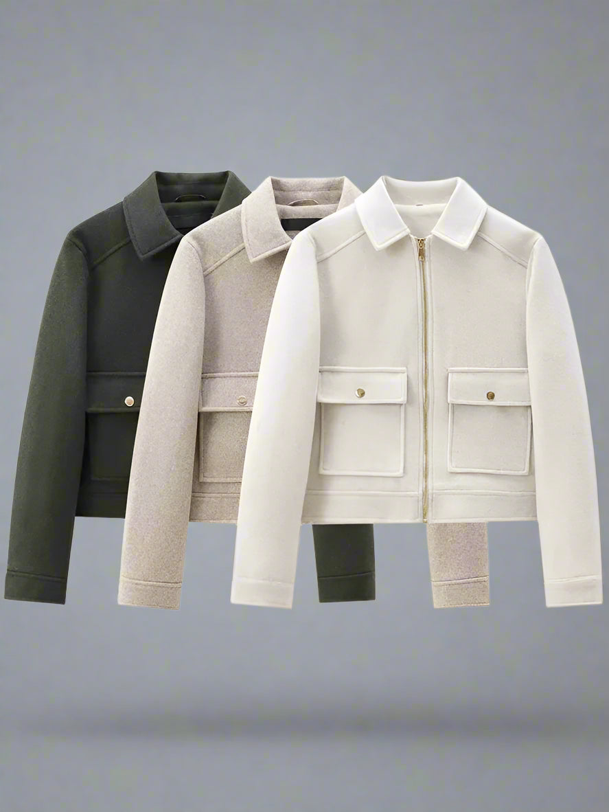 Women’s Zipper Jacket – New Winter Long Sleeve Coat with Pockets, Short Street Elegant Outerwear