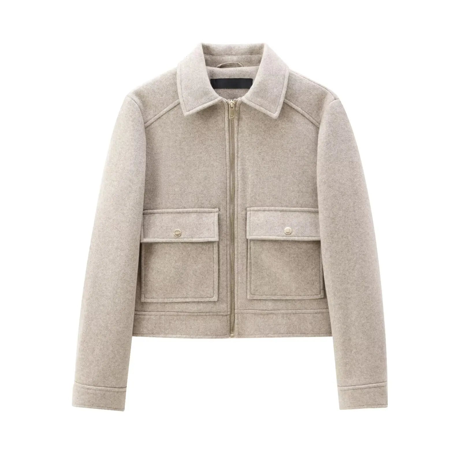 Women’s Zipper Jacket – New Winter Long Sleeve Coat with Pockets, Short Street Elegant Outerwear