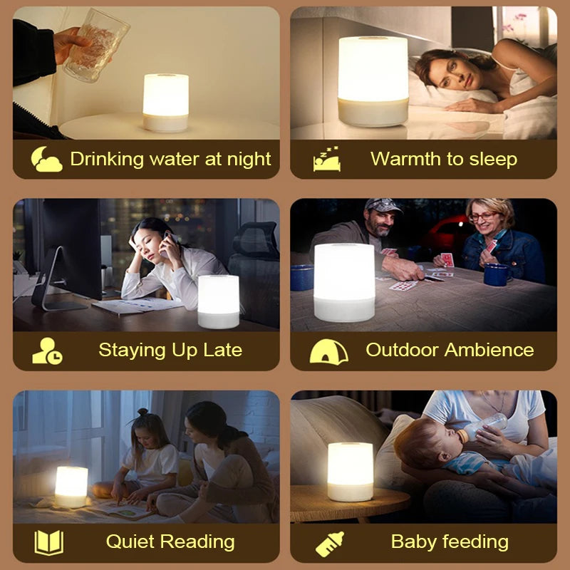 LED Bedside Night Light & Desk Lamp – Rechargeable, Dimmable Touch Control, Perfect for Bedroom & Reading