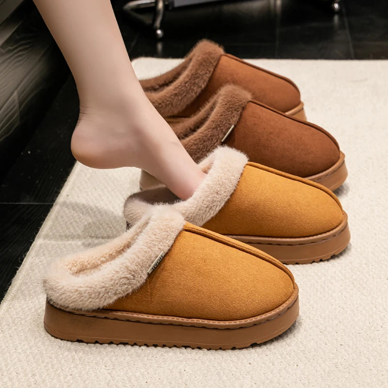 Fluffy Indoor Slippers for Autumn and Winter - Warm and Anti-Slip EVA Sole