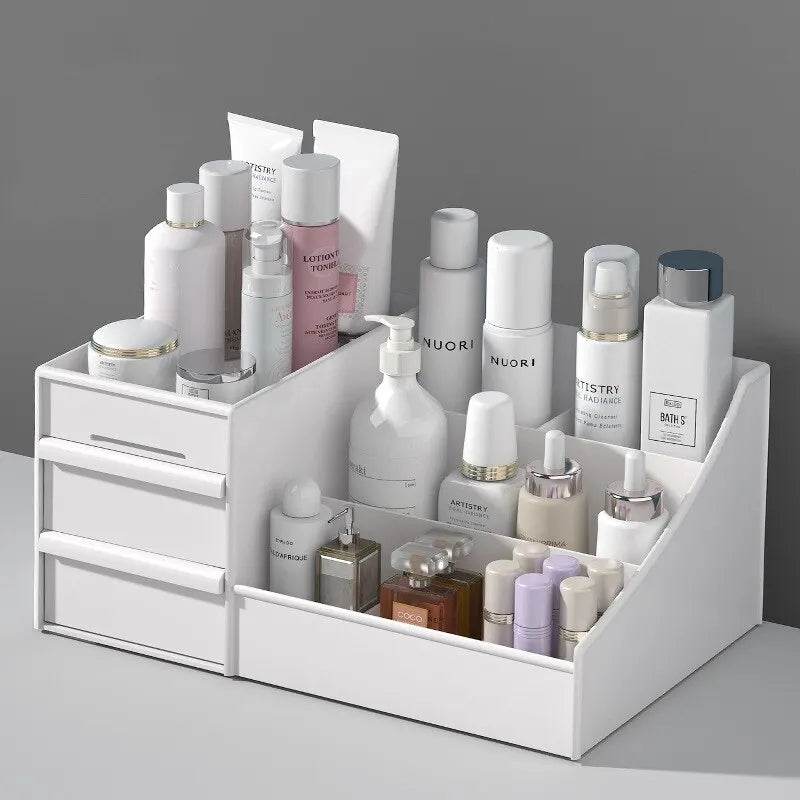 White Drawer Organizer – Plastic Storage for Cosmetics & Accessories