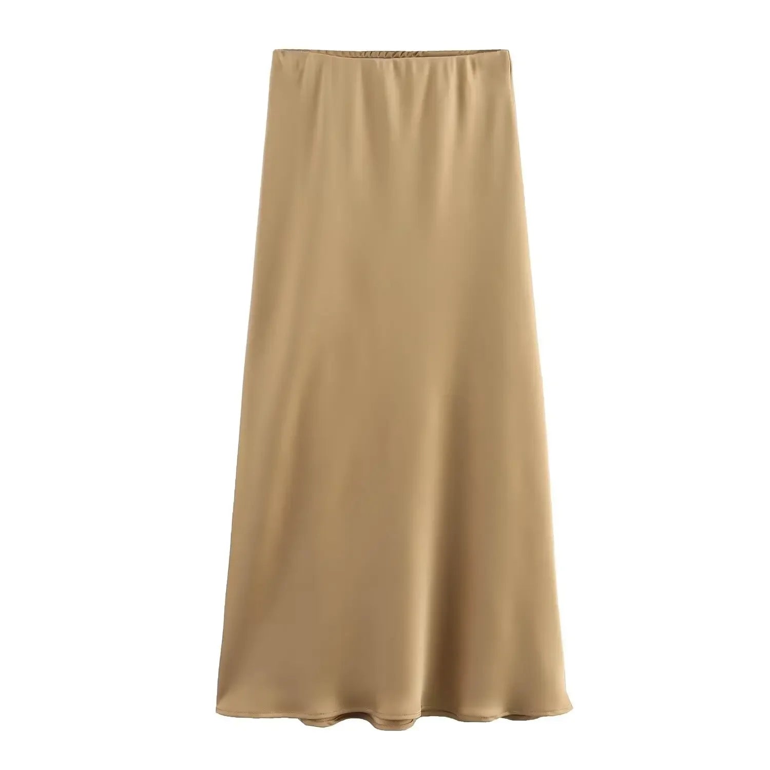 High-Waist Satin Midi Skirt – Elegant Long Skirt