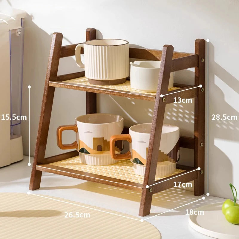 Multi-Purpose 2-Layer Countertop Organiser – Cup Holder & Storage Shelf for Kitchen, Bathroom, or Dressing Table