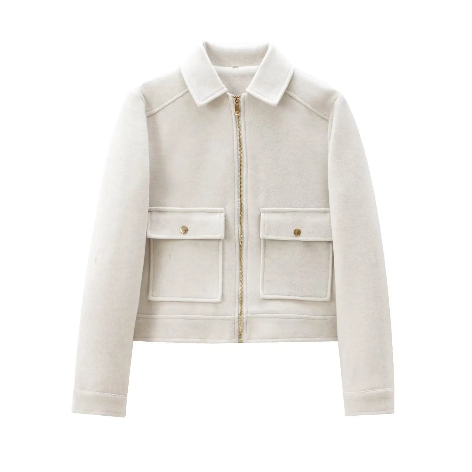 Women’s Zipper Jacket – New Winter Long Sleeve Coat with Pockets, Short Street Elegant Outerwear