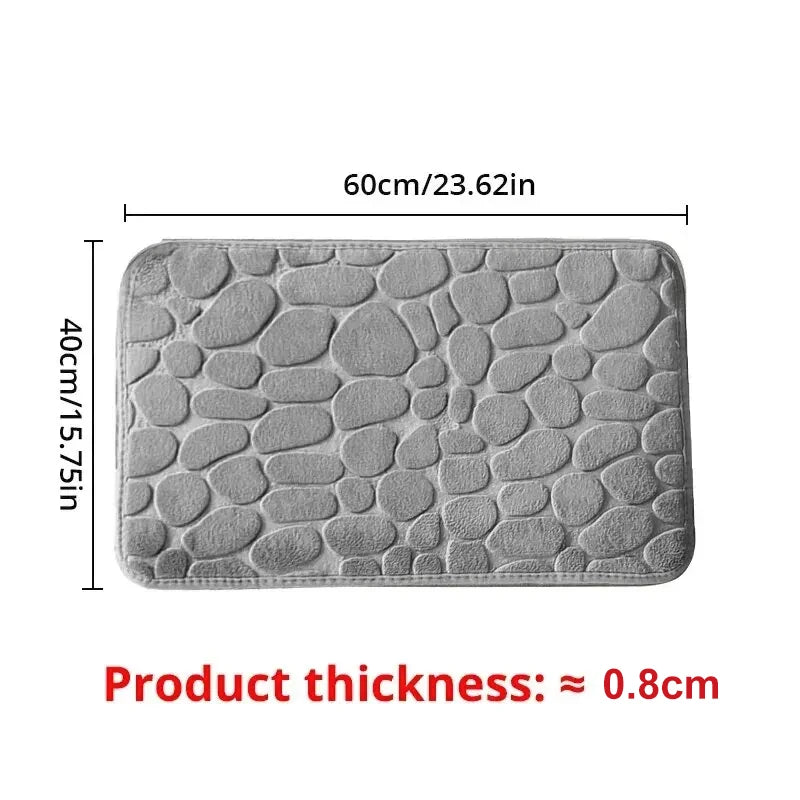 1-Piece Embossed Fibre Carpet – Anti-Slip Pebble Floor Mat for Bathroom & Living Room, Household Rug