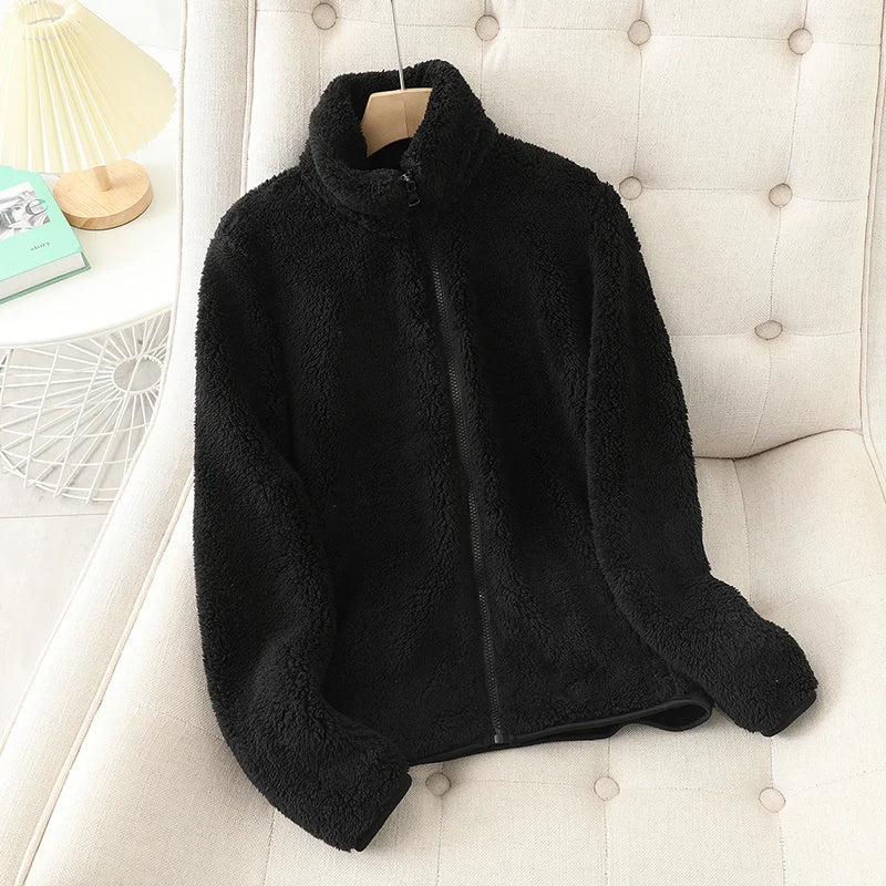 Women’s Winter Fleece Coat – Thick, Warm, Double-Sided Velvet & Coral Fleece Jacket, Polar Fleece Outerwear