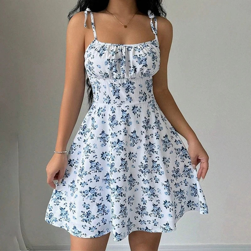 Summer Floral Strap Short Dress