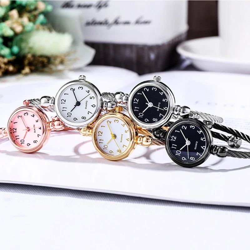 Women’s Small Bangle Bracelet Watch – Stainless Steel Retro Quartz Wristwatch