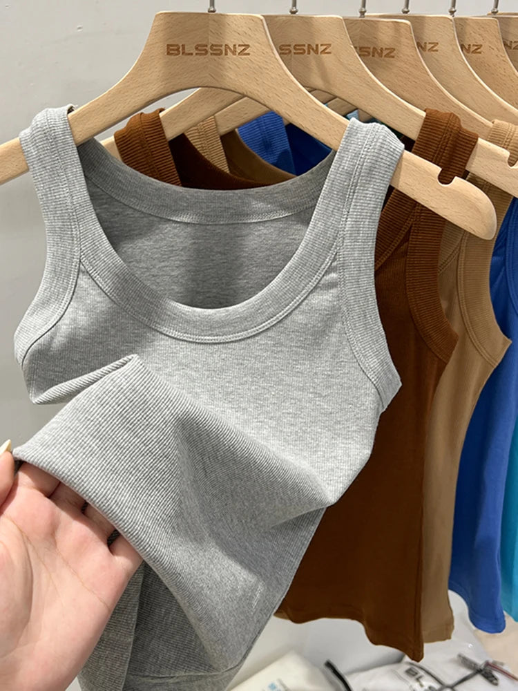 Ribbed Round Neck Tank Top – Women