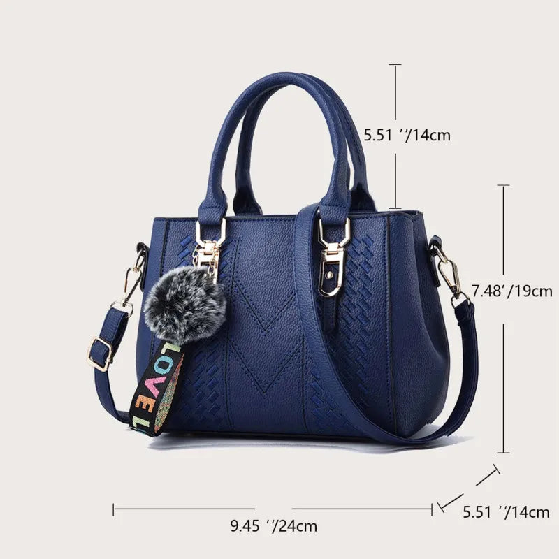 Embroidered Leather Shoulder Bag – Stylish Messenger Tote