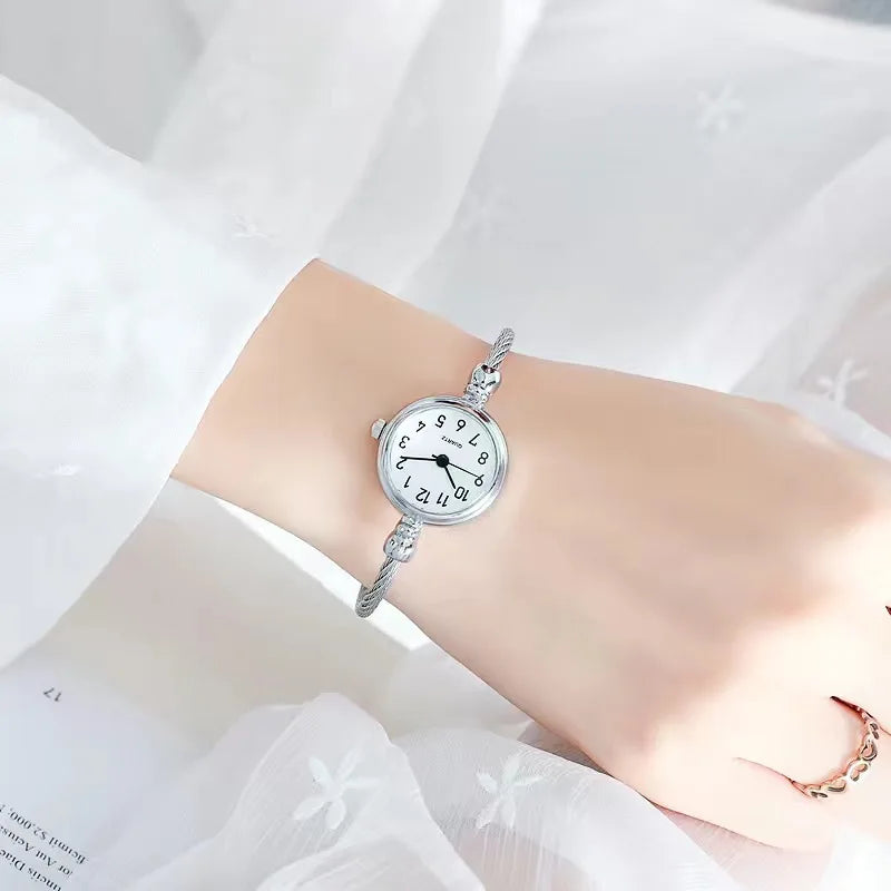 Women’s Small Bangle Bracelet Watch – Stainless Steel Retro Quartz Wristwatch