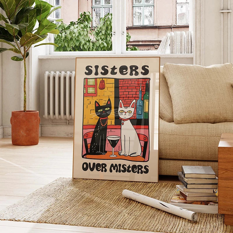 Retro Kitchen Canvas Poster – Cat Chef Art Print, Wall Decor for Kitchen, Bedroom, and Home, Perfect Gift Idea