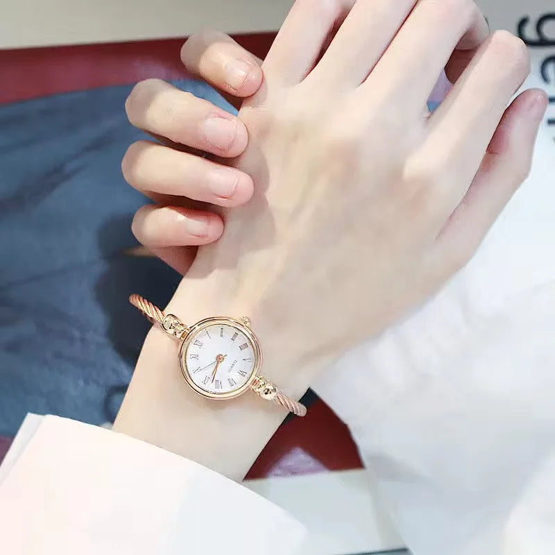 Women’s Small Bangle Bracelet Watch – Stainless Steel Retro Quartz Wristwatch