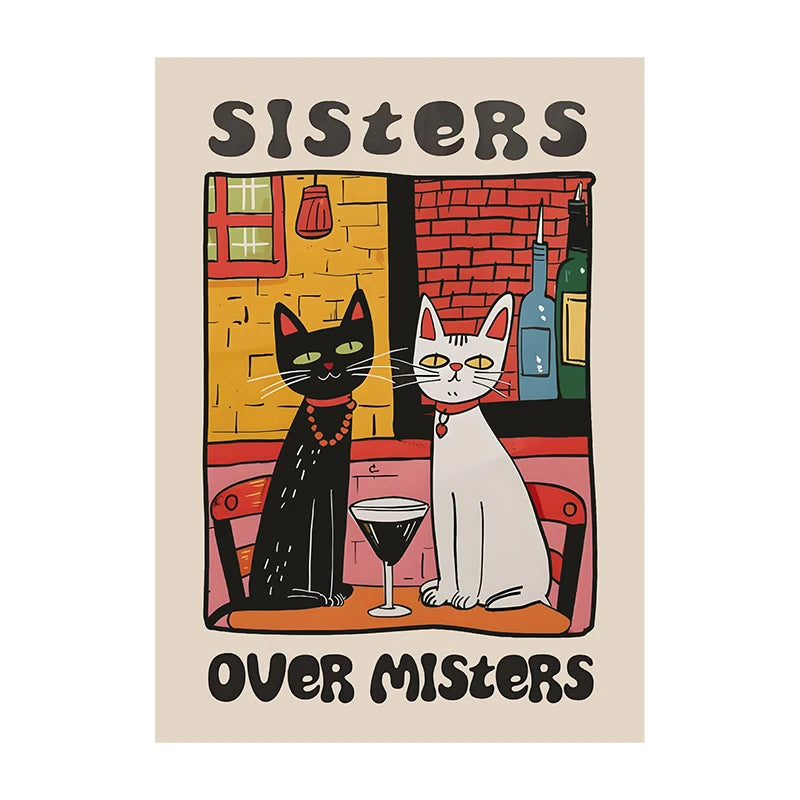 Retro Kitchen Canvas Poster – Cat Chef Art Print, Wall Decor for Kitchen, Bedroom, and Home, Perfect Gift Idea
