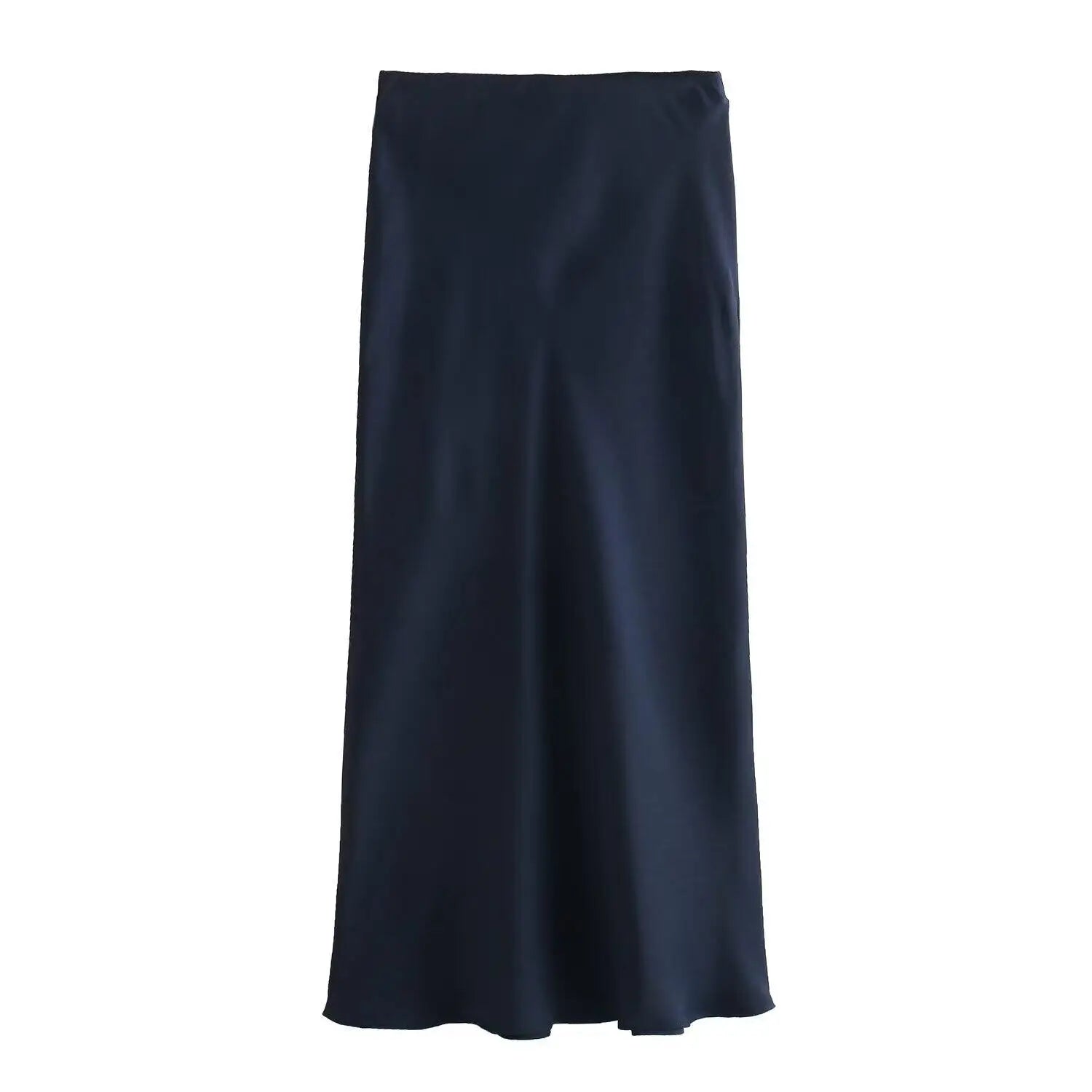 High-Waist Satin Midi Skirt – Elegant Long Skirt