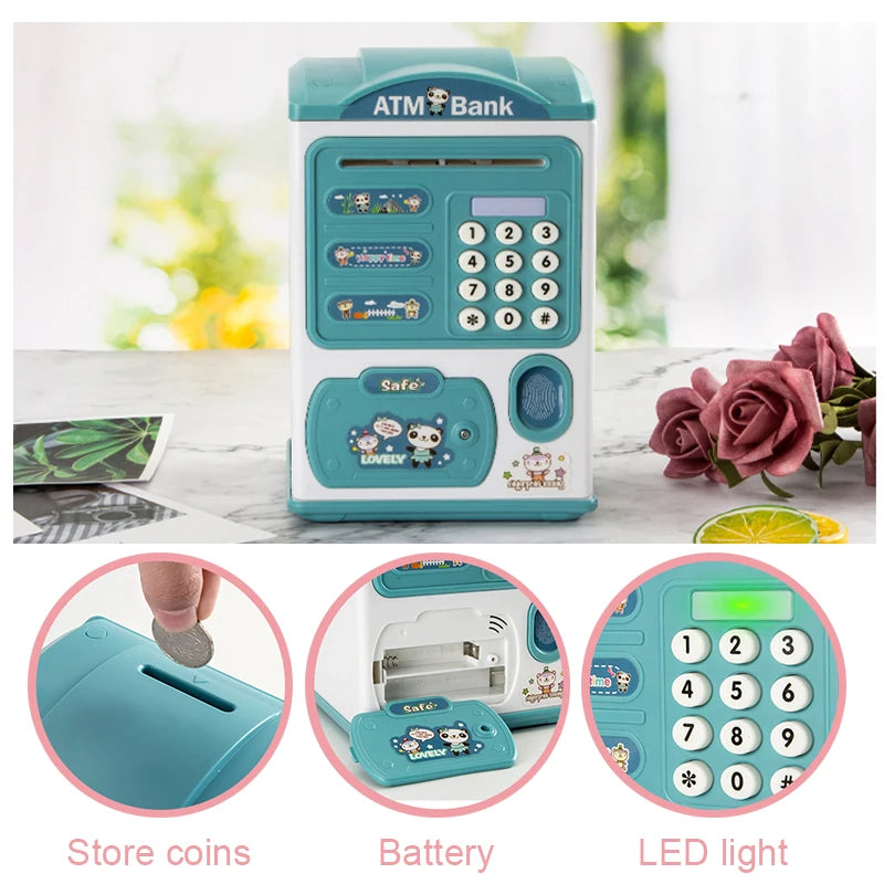 Children’s Electronic Piggy Bank – Mini ATM Style with Password & Fingerprint Simulation