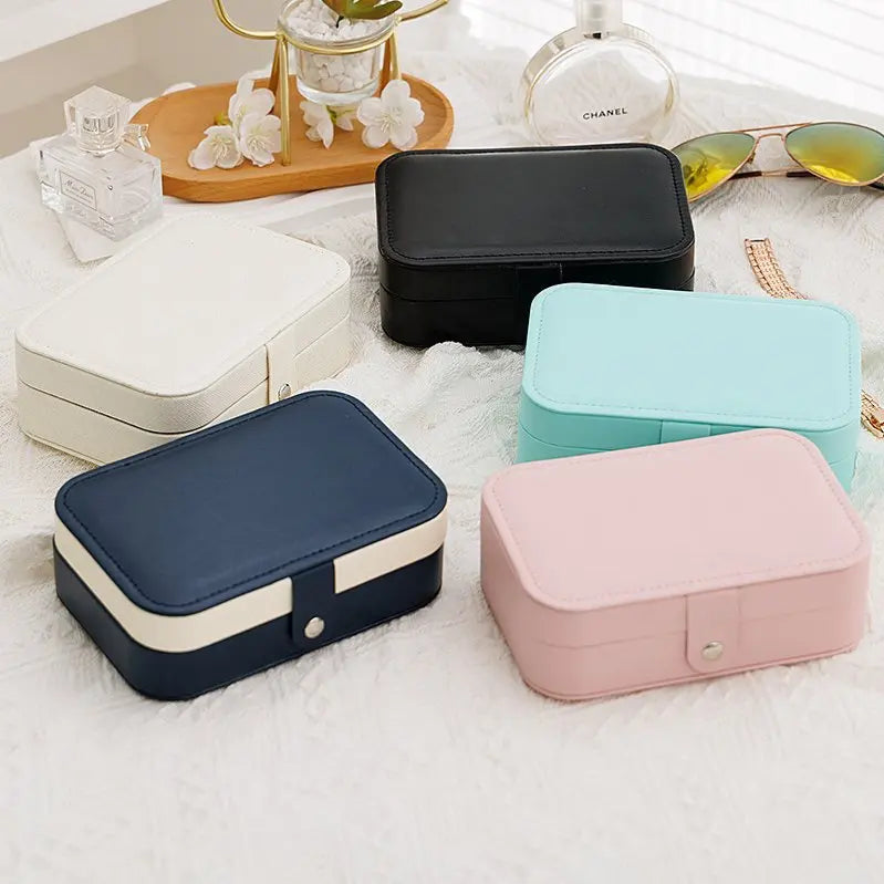 Portable Leather Jewellery Box – Organiser for Earrings, Bracelets, Necklaces & Rings