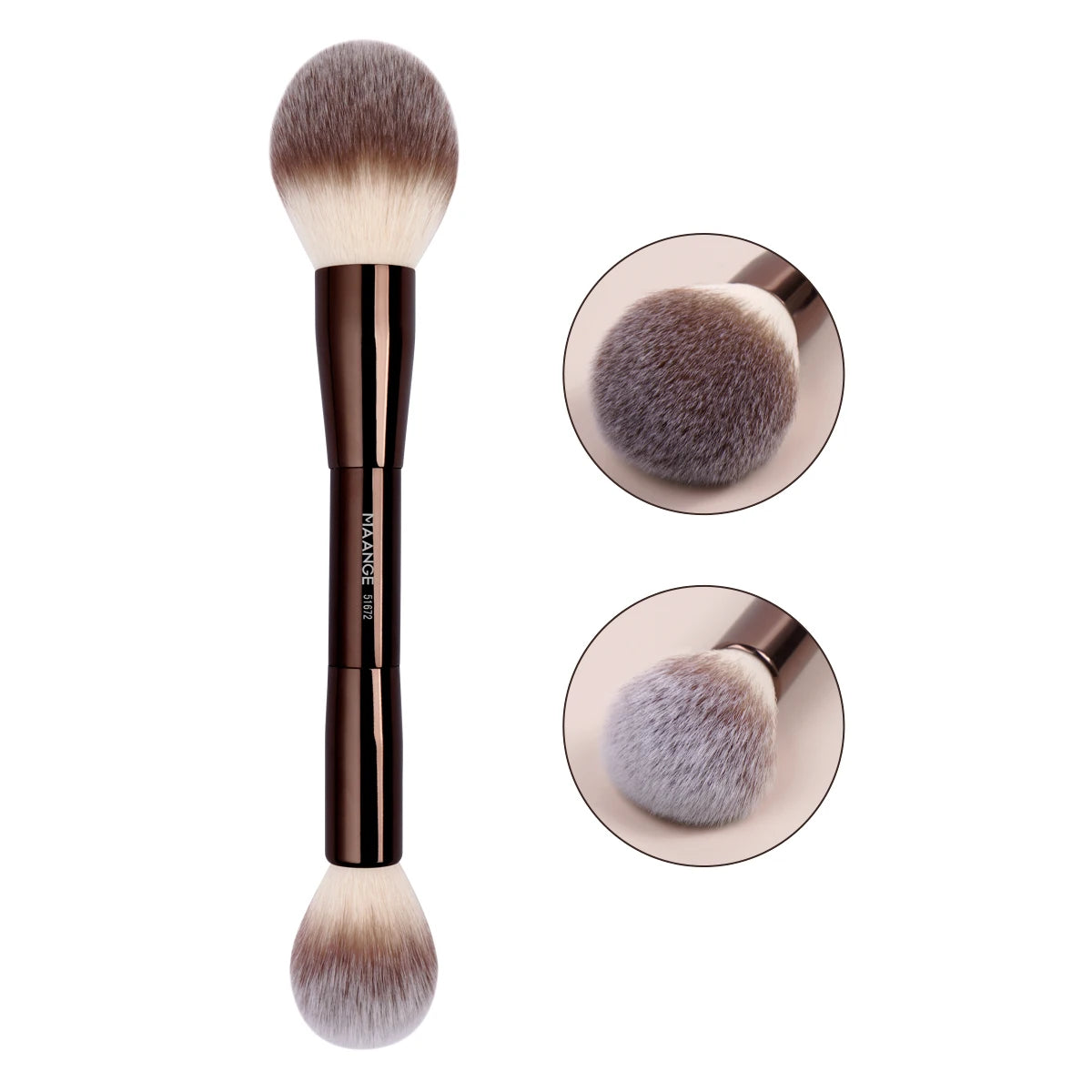 Double-Headed Makeup Brush with Soft Fiber Bristles – Foundation, Powder, Concealer, Blusher & Bronzer Brush