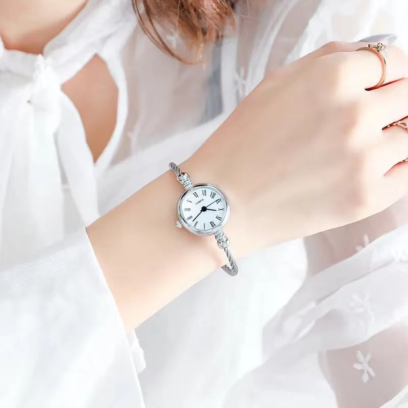 Women’s Small Bangle Bracelet Watch – Stainless Steel Retro Quartz Wristwatch