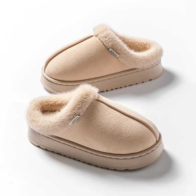 Fluffy Indoor Slippers for Autumn and Winter - Warm and Anti-Slip EVA Sole