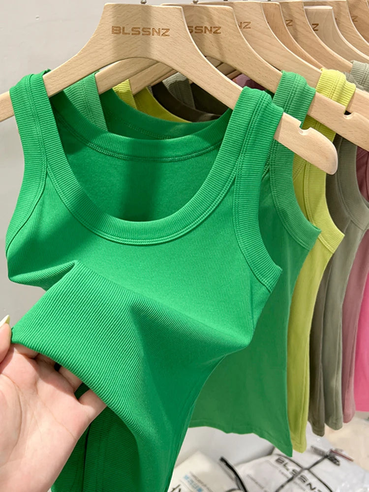 Ribbed Round Neck Tank Top – Women