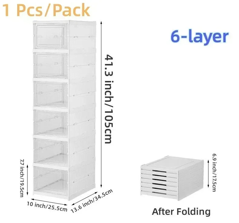 Foldable Shoe Storage Box – Stackable Dustproof Organizer