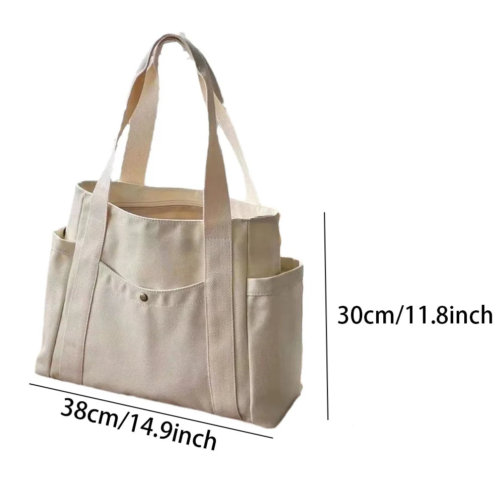 Large Capacity Canvas Tote Bag – Casual College Style, Perfect for Work, School & Shopping
