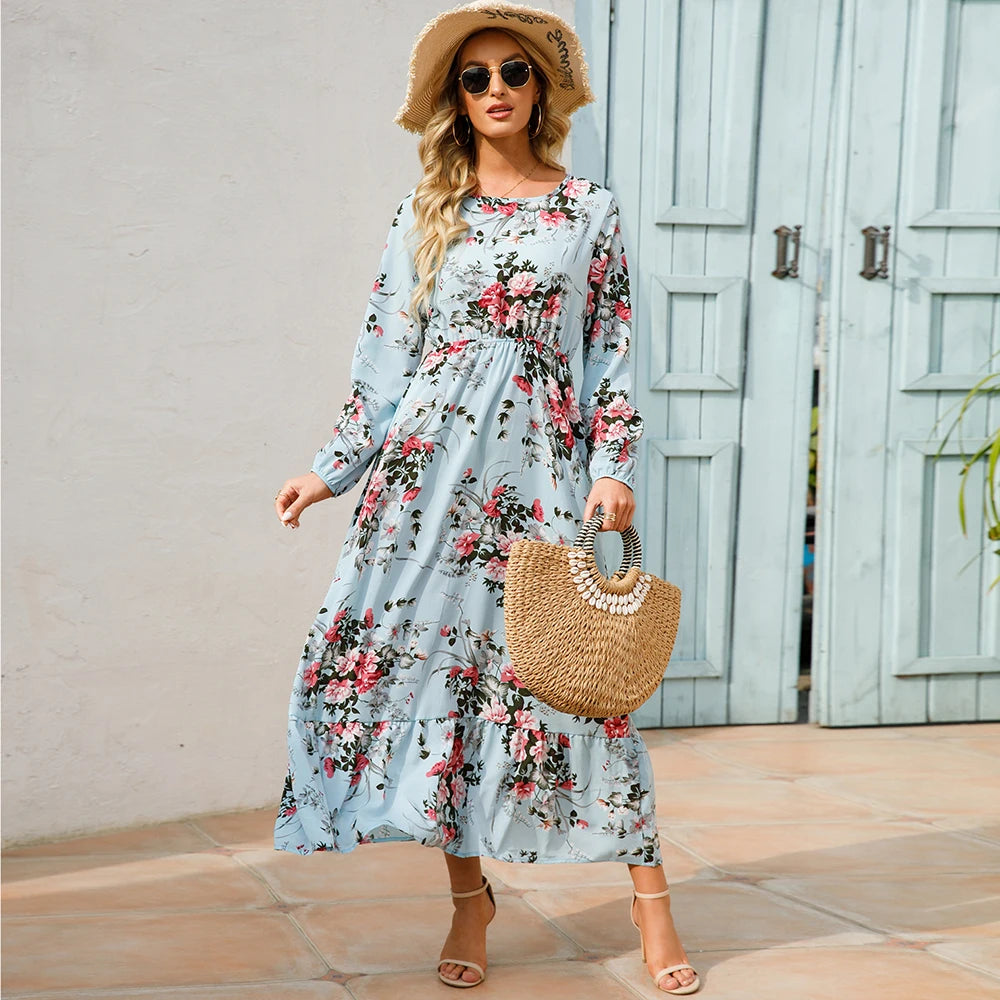Spring Summer Bohemian Dress Casual Long Sleeve
