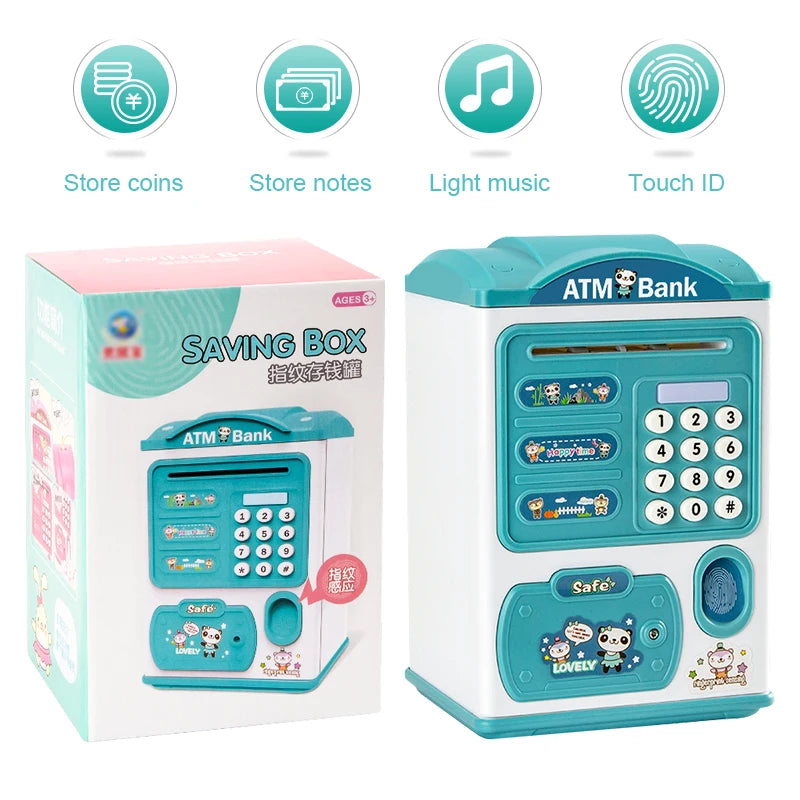 Children’s Electronic Piggy Bank – Mini ATM Style with Password & Fingerprint Simulation