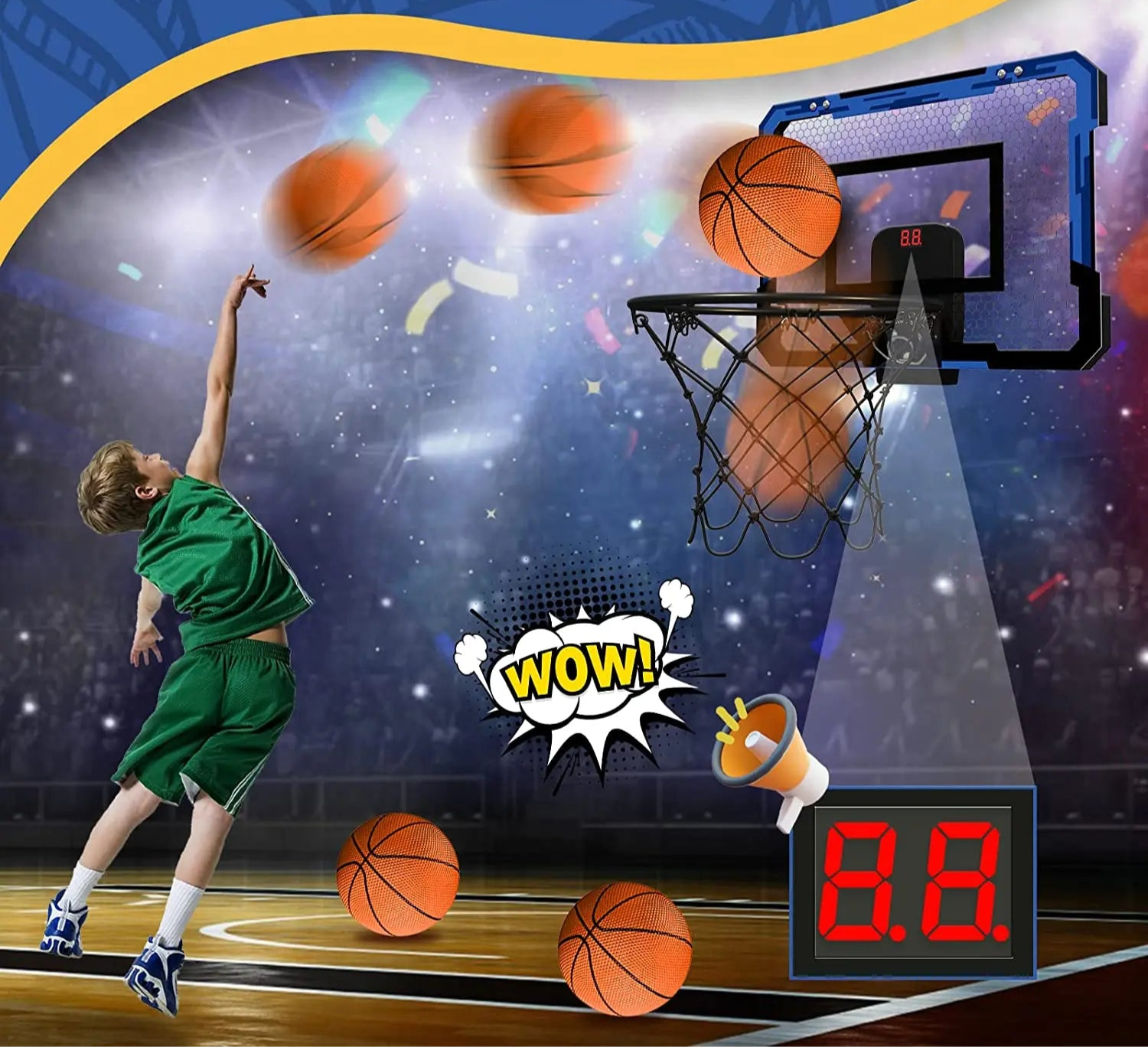 Ring Basketball Hoop Wall-Mounted Set for Indoor and Outdoor Games