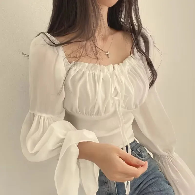 Chic Cropped Chiffon Blouse