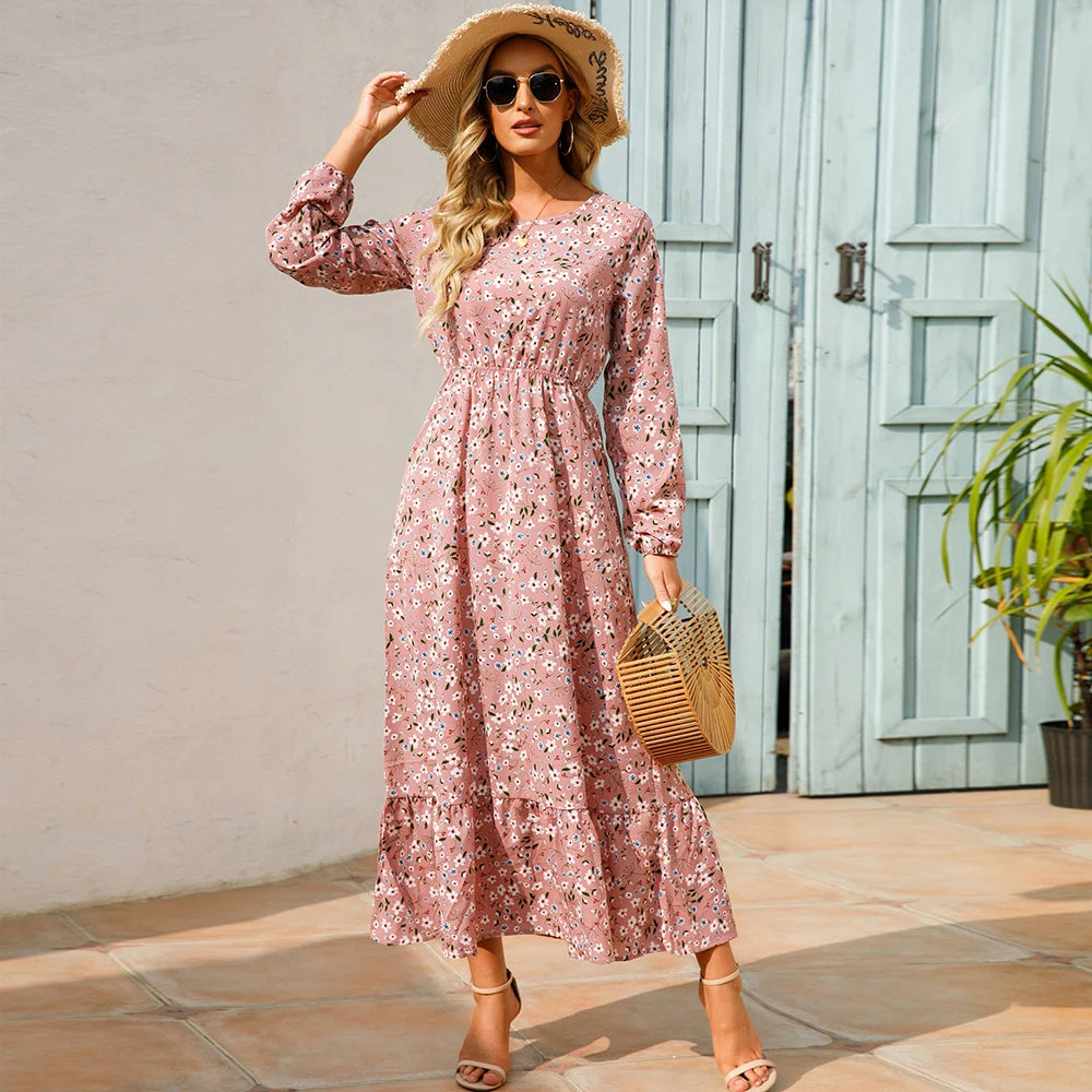Spring Summer Bohemian Dress Casual Long Sleeve