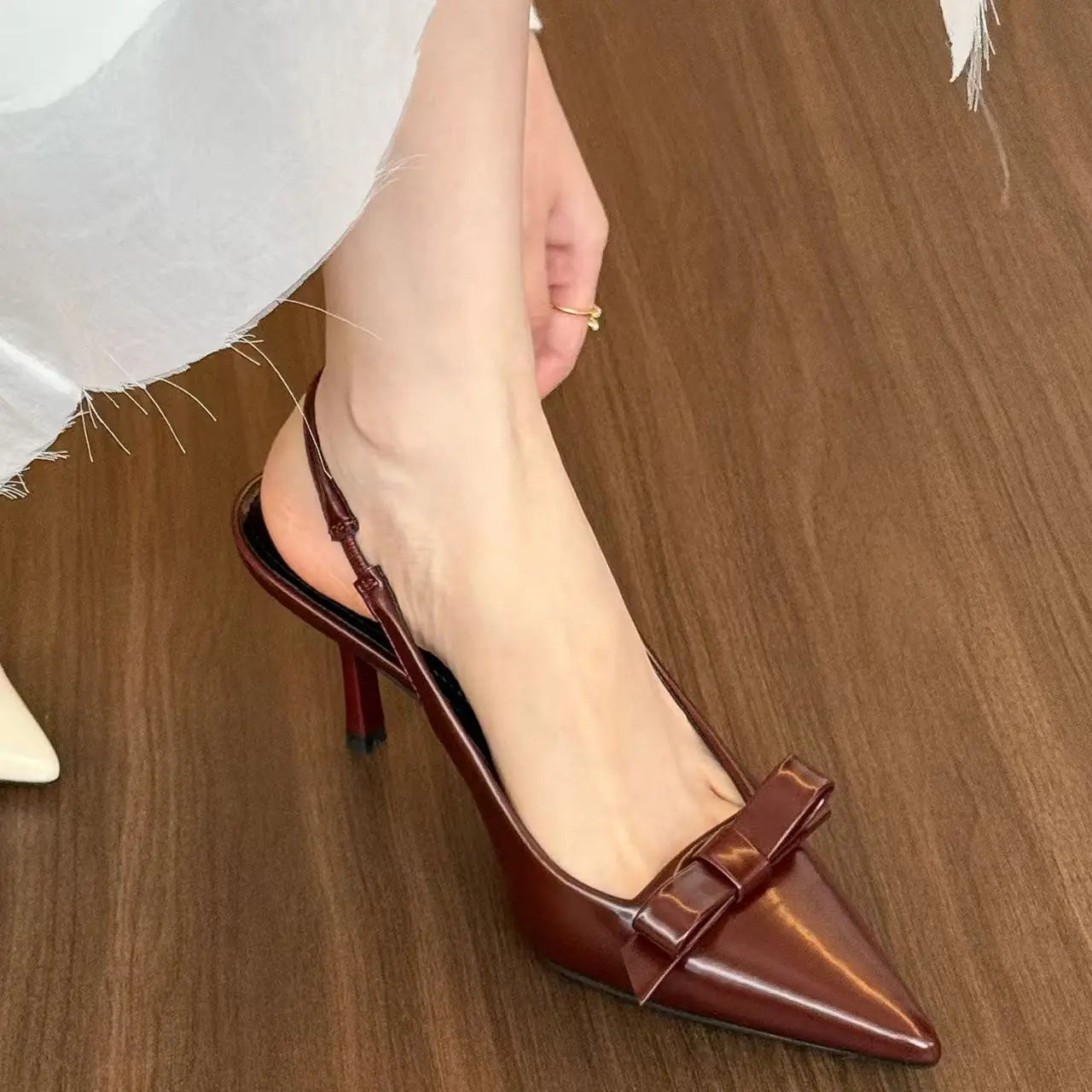 Bow Pointed High Heel Sandals – Designer Fashion Slide Mules, Elegant Casual Shoes